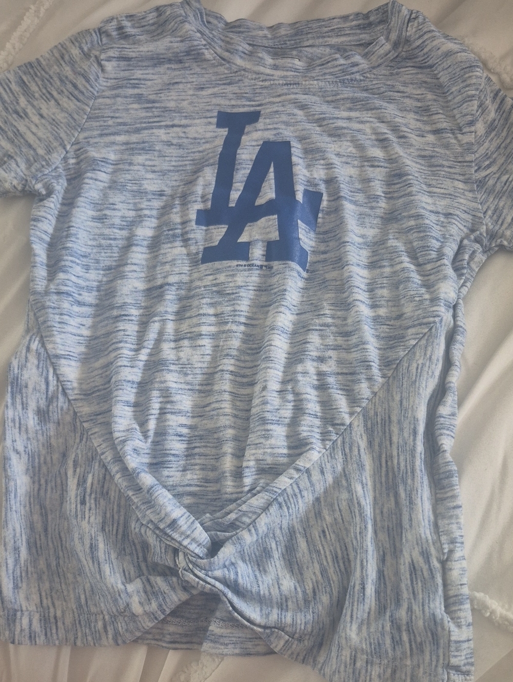 New Era Light Blue Heather LA Knot-Front Tee